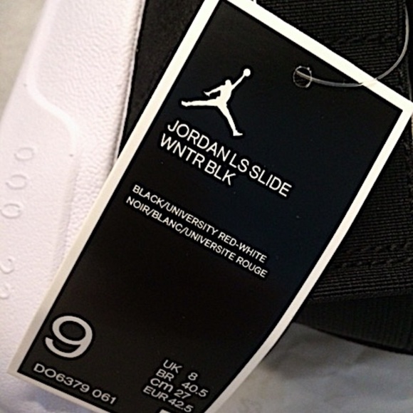 Brand New Rare Jordans LS Slide Winter Black w Jordan Patch Logo Size 9 US DO637 - Picture 6 of 10